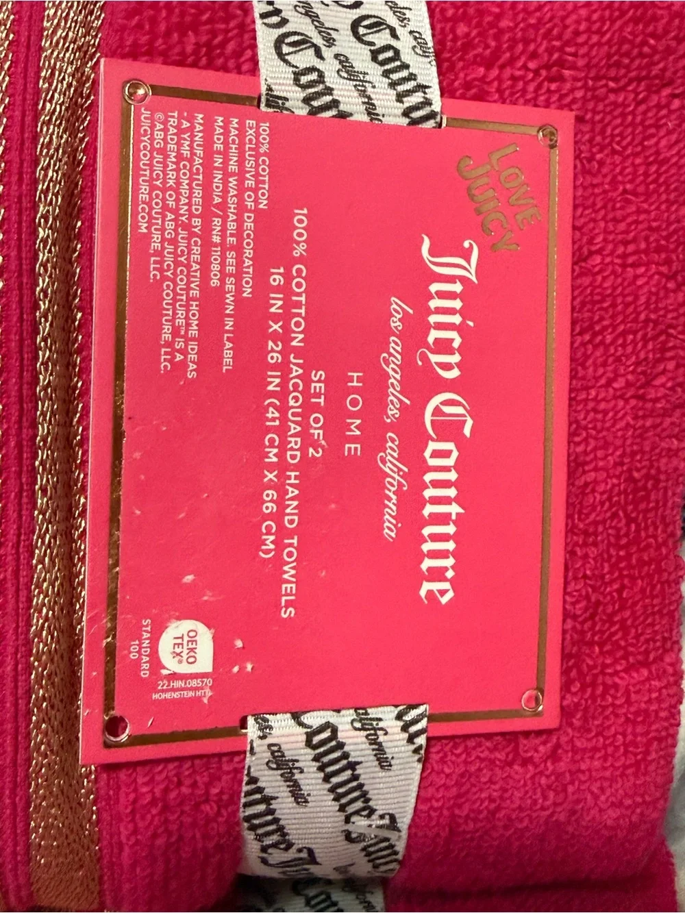 Juicy Couture Hot Pink Bath Towels & Hand Towels – New with Tags